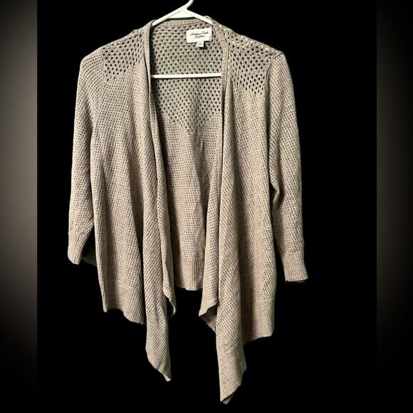 American Eagle Size Large Grey Cardigan Perforated Waterfall Cardigan - Picture 1 of 3